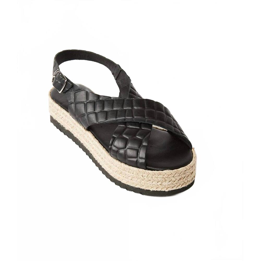 NEW CHRISTINA CHRISTI women's leather espadrille sandals in black